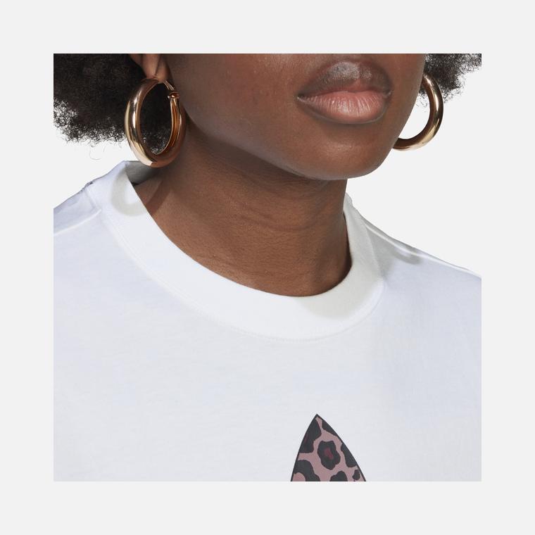 adidas Trefoil Logo Leopard Graphic Cropped Short-Sleeve Kadın Tişört