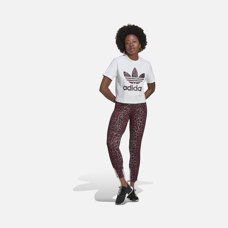 adidas Trefoil Logo Leopard Graphic Cropped Short-Sleeve Kadın Tişört