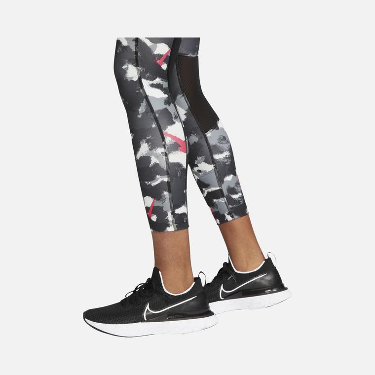 Nike Dri-Fit Fast Mid-Rise 7/8-Length Printed Running Kadın Tayt