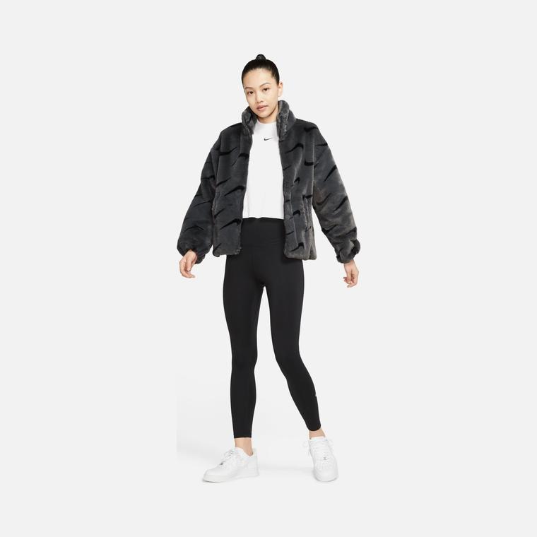 Nike Sportswear Plush Swoosh Printed Faux Fur Full-Zip Kadın Ceket