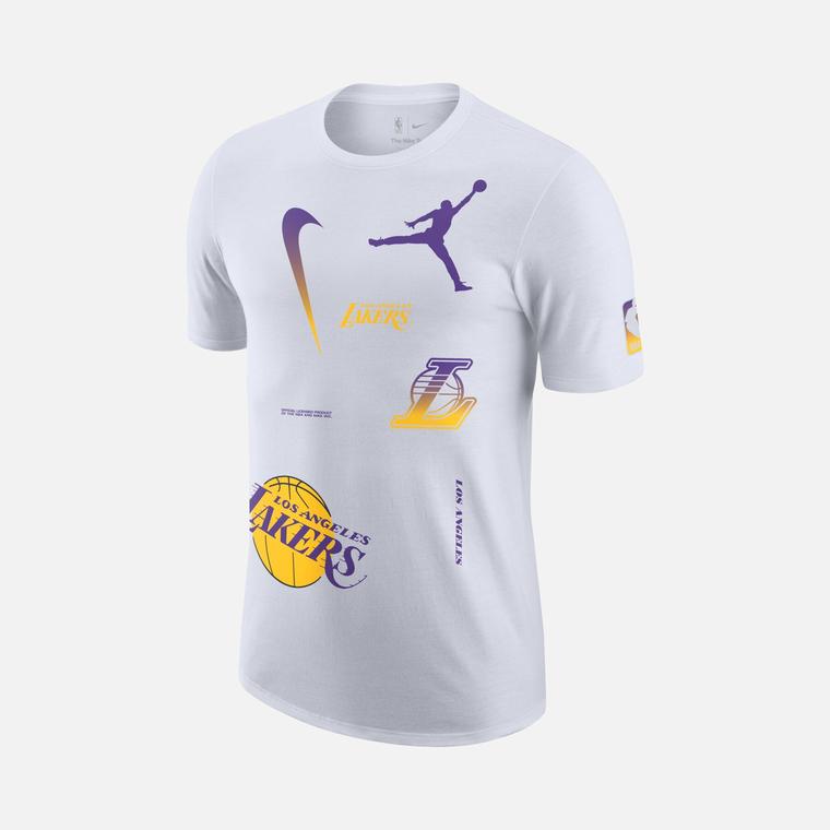 Nike Los Angeles Lakers Courtside Statement Edition Jordan Max90 NBA Short-Sleeve Erkek Tişört